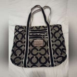 Coach Black, Gray, and Silver Signature Tote Bag